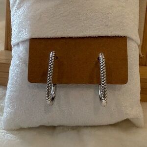 Sterling Silver Textured Hoop Earrings –Elegant Snake Chain-Inspired Design NWT